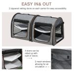 Portable Soft-sided Pet Cat Carrier With Divider, Two Compartments, Padded And Storage Bag, Grey - Image 4