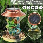 Solar Bird Feeder For Outdoors Hanging, Metal Wild Bird Feeder For Cardinals - Image 4