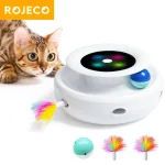 2 in 1 Smart Cat Toys Automatic Feather Fun Ball Toy, 5 Modes Electronic Interactive