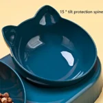 Pet Bowls With Water Feeder, 3 In 1 Ear Design Tilted Cat Water And Food Bowl - Image 4