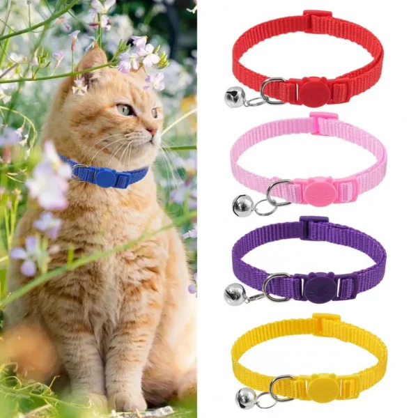 Cat Collar with Bell Soft Safety Buckl Cat Collar Quick Release Cat Collars Adjustable Nylon Pet Collar for Cats Puppy
