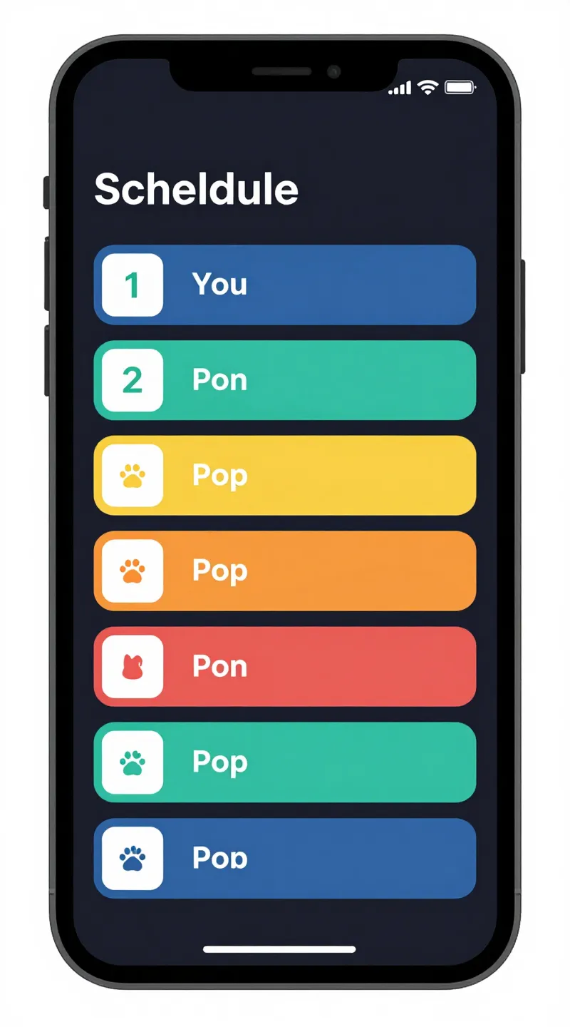 Smartphone app showing pet feeding schedule on screen